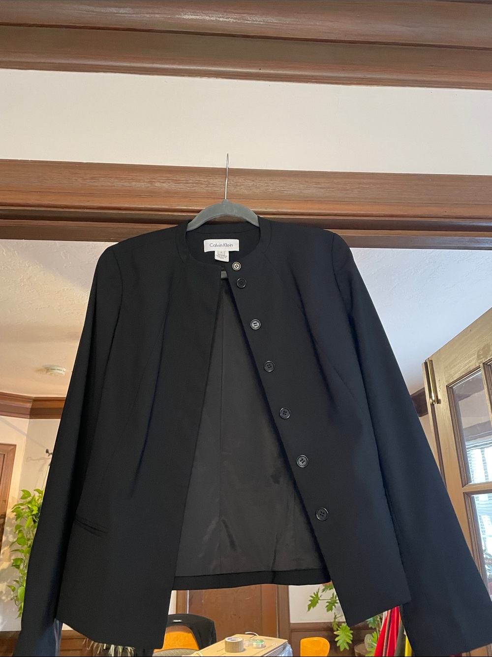Calvin Klein Black Collarless Button Jacket